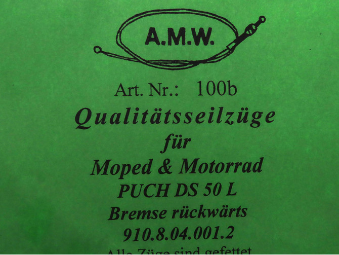 Kabel Puch DS50 L remkabel achter A.M.W. product